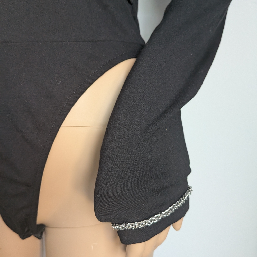 Maniere De Voir Black Asymmetrical Bodysuit - Picture 2 of 10